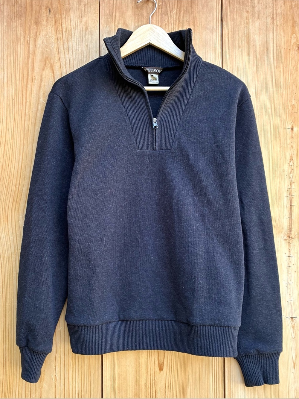 Stetson Mens Charcoal Mock Neck Quarter Zip Sweater Sz Medium